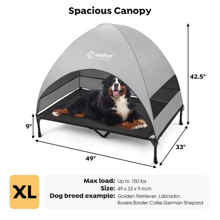 Veehoo Elevated Pet Bed with Breezy Tent Black Sales image2