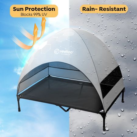 Veehoo Elevated Pet Bed with Breezy Tent Black Sales image3