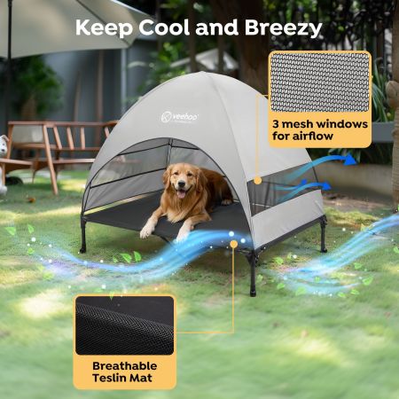 Veehoo Elevated Pet Bed with Breezy Tent Black Sales image4