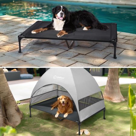 Veehoo Elevated Pet Bed with Breezy Tent Black Sales image7