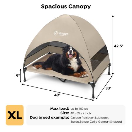 Veehoo Elevated Pet Bed with Breezy Tent Beige Sales image2