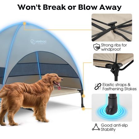 Veehoo Elevated Pet Bed with Breezy Tent Beige Sales image5