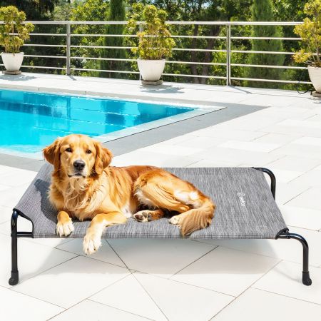 Veehoo Elevated Dog Bed with Slope Headrest Silver Sales image8