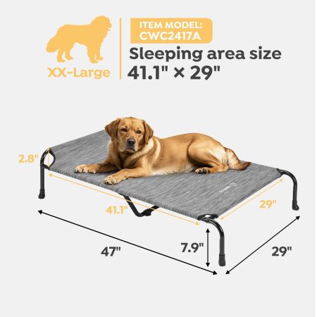 Veehoo Elevated Dog Bed with Slope Headrest Silver Sales image2 Veehoo Elevated Dog Bed with Slope Headrest Silver Sales image2