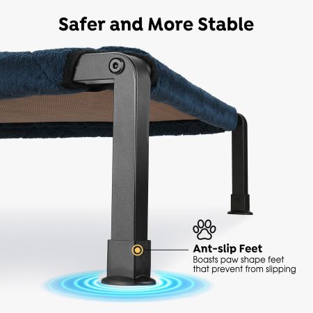 Veehoo Plush Fleece Elevated Dog Bed Blue Elevated Beds image3