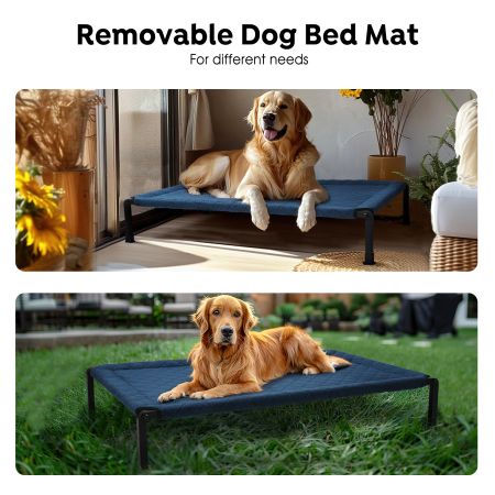 Veehoo Plush Fleece Elevated Dog Bed Blue Elevated Beds image4