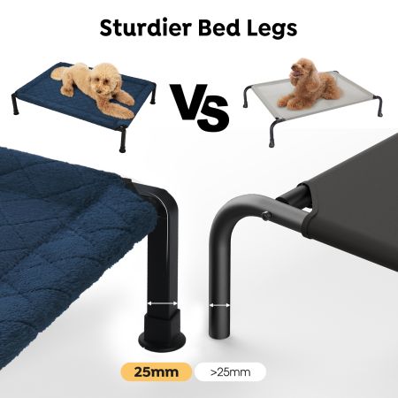 Veehoo Plush Fleece Elevated Dog Bed Blue Elevated Beds image5