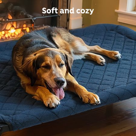 Veehoo Plush Fleece Elevated Dog Bed Blue Elevated Beds image6