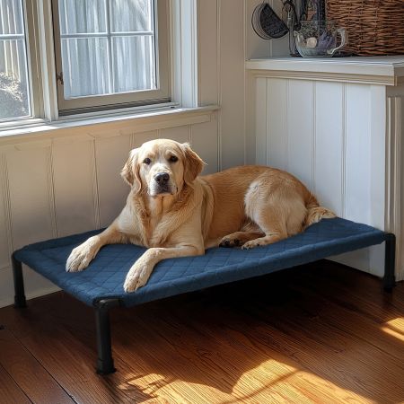 Veehoo Plush Fleece Elevated Dog Bed Blue Elevated Beds image8
