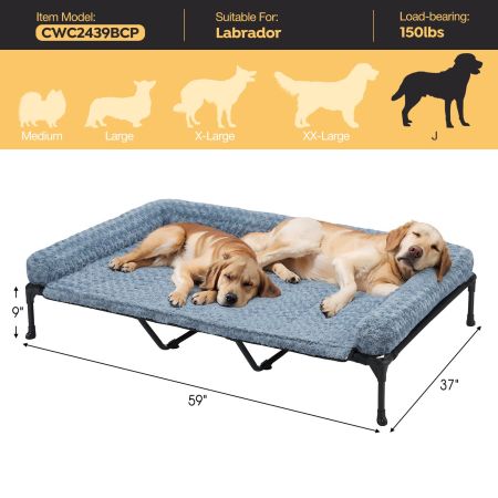 Veehoo Cooling Dog Bed with Deluxe Rose Plush Bolster Mat Calming Beds image10