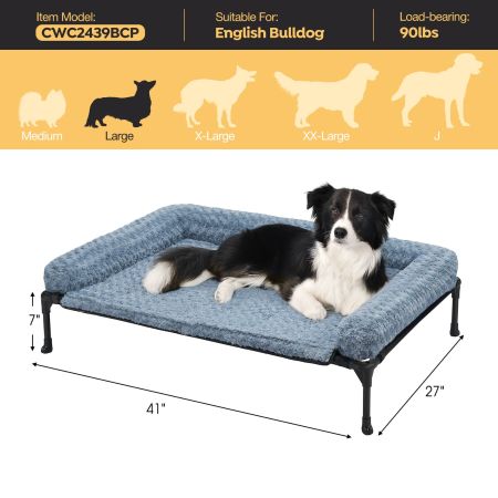 Veehoo Cooling Dog Bed with Deluxe Rose Plush Bolster Mat Calming Beds image7