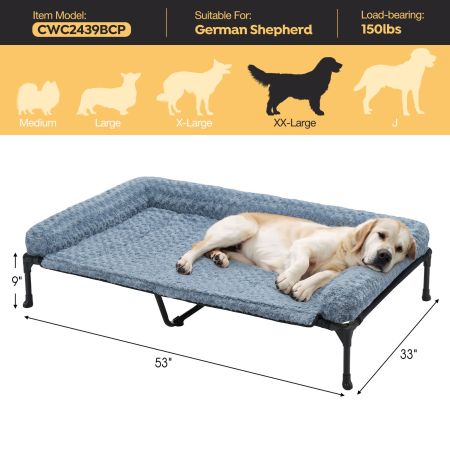 Veehoo Cooling Dog Bed with Deluxe Rose Plush Bolster Mat Calming Beds image9