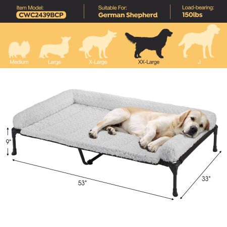 Veehoo Cooling Dog Bed with Deluxe Rose Plush Bolster Mat Gray Elevated Beds image2