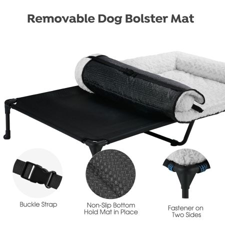 Veehoo Cooling Dog Bed with Deluxe Rose Plush Bolster Mat Gray Elevated Beds image3