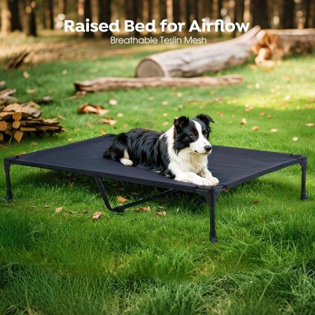 Veehoo Cooling Dog Bed with Deluxe Rose Plush Bolster Mat Gray Elevated Beds image6