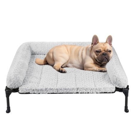 Veehoo Cooling Dog Bed with Deluxe Rose Plush Bolster Mat Gray Elevated Beds image1 Veehoo Cooling Dog Bed with Deluxe Rose Plush Bolster Mat Gray Elevated Beds image1