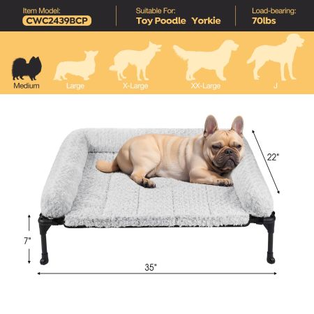 Veehoo Cooling Dog Bed with Deluxe Rose Plush Bolster Mat Gray Elevated Beds image2 Veehoo Cooling Dog Bed with Deluxe Rose Plush Bolster Mat Gray Elevated Beds image2