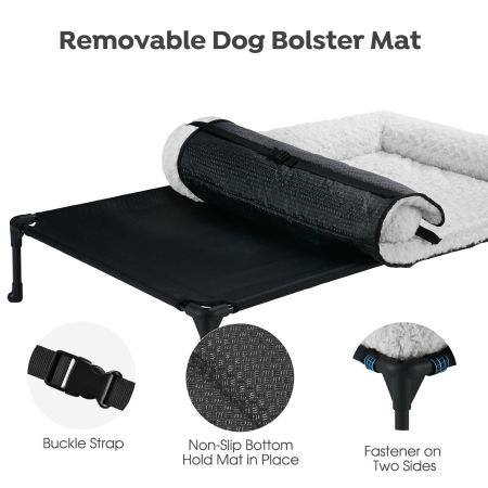 Veehoo Cooling Dog Bed with Deluxe Rose Plush Bolster Mat Gray Elevated Beds image3 Veehoo Cooling Dog Bed with Deluxe Rose Plush Bolster Mat Gray Elevated Beds image3