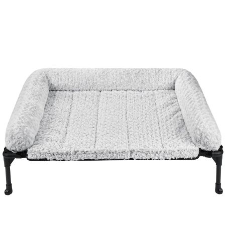 Veehoo Cooling Dog Bed with Deluxe Rose Plush Bolster Mat Gray Elevated Beds image8 Veehoo Cooling Dog Bed with Deluxe Rose Plush Bolster Mat Gray Elevated Beds image8