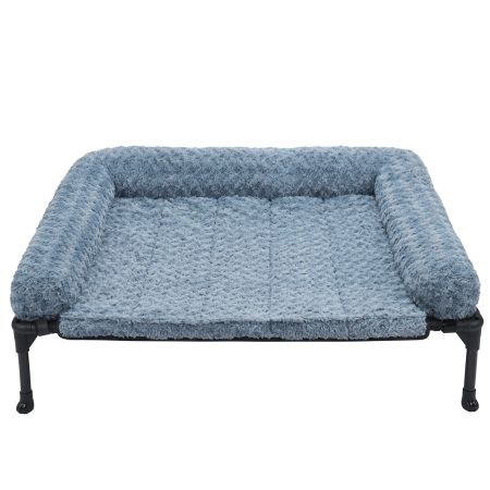 Veehoo Cooling Dog Bed with Deluxe Rose Plush Bolster Mat Blue Elevated Beds image8