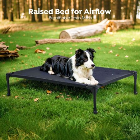 Veehoo Cooling Dog Bed with Deluxe Rose Plush Bolster Mat White Elevated Beds image6