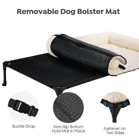 Veehoo Cooling Dog Bed with Deluxe Rose Plush Bolster Mat White Elevated Beds image3