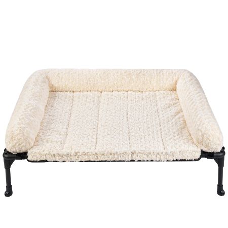 Veehoo Cooling Dog Bed with Deluxe Rose Plush Bolster Mat White Elevated Beds image8