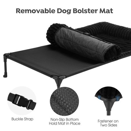 Veehoo Cooling Dog Bed with Removable Fluffy Plush Cushion Black Elevated Beds image2 Veehoo Cooling Dog Bed with Removable Fluffy Plush Cushion Black Elevated Beds image2