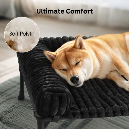 Veehoo Cooling Dog Bed with Removable Fluffy Plush Cushion Black Elevated Beds image3 Veehoo Cooling Dog Bed with Removable Fluffy Plush Cushion Black Elevated Beds image3