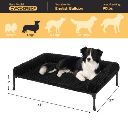 Veehoo Cooling Dog Bed with Removable Fluffy Plush Cushion Black Elevated Beds image7 Veehoo Cooling Dog Bed with Removable Fluffy Plush Cushion Black Elevated Beds image7