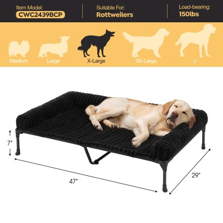 Veehoo Cooling Dog Bed with Removable Fluffy Plush Cushion Black Elevated Beds image8 Veehoo Cooling Dog Bed with Removable Fluffy Plush Cushion Black Elevated Beds image8