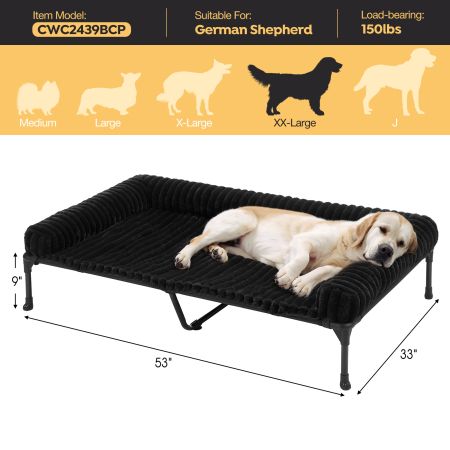 Veehoo Cooling Dog Bed with Removable Fluffy Plush Cushion Black Elevated Beds image9 Veehoo Cooling Dog Bed with Removable Fluffy Plush Cushion Black Elevated Beds image9