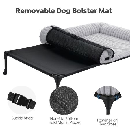 Veehoo Cooling Dog Bed with Removable Fluffy Plush Cushion Gray Elevated Beds image3