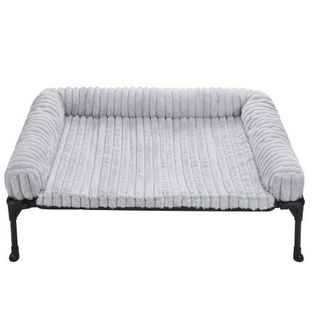 Veehoo Cooling Dog Bed with Removable Fluffy Plush Cushion Gray Elevated Beds image7