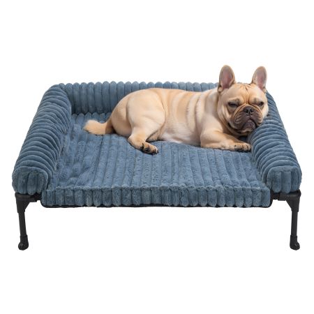 Veehoo Cooling Dog Bed with Removable Fluffy Plush Cushion Blue Elevated Beds image1 Veehoo Cooling Dog Bed with Removable Fluffy Plush Cushion Blue Elevated Beds image1