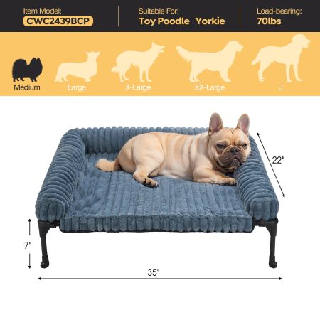 Veehoo Cooling Dog Bed with Removable Fluffy Plush Cushion Blue Elevated Beds image2 Veehoo Cooling Dog Bed with Removable Fluffy Plush Cushion Blue Elevated Beds image2