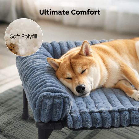 Veehoo Cooling Dog Bed with Removable Fluffy Plush Cushion Blue Elevated Beds image3 Veehoo Cooling Dog Bed with Removable Fluffy Plush Cushion Blue Elevated Beds image3