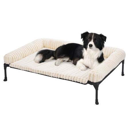 Veehoo Cooling Dog Bed with Removable Fluffy Plush Cushion White Elevated Beds image1 Veehoo Cooling Dog Bed with Removable Fluffy Plush Cushion White Elevated Beds image1