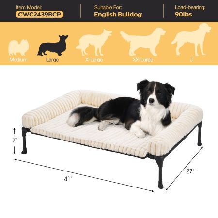 Veehoo Cooling Dog Bed with Removable Fluffy Plush Cushion White Elevated Beds image2 Veehoo Cooling Dog Bed with Removable Fluffy Plush Cushion White Elevated Beds image2