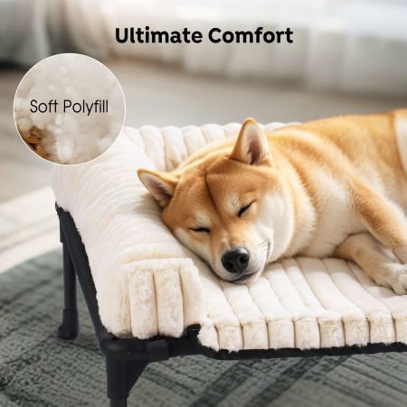 Veehoo Cooling Dog Bed with Removable Fluffy Plush Cushion White Elevated Beds image4 Veehoo Cooling Dog Bed with Removable Fluffy Plush Cushion White Elevated Beds image4