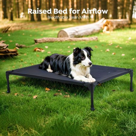 Veehoo Cooling Dog Bed with Removable Fluffy Plush Cushion White Elevated Beds image6