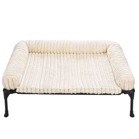 Veehoo Cooling Dog Bed with Removable Fluffy Plush Cushion White Elevated Beds image7