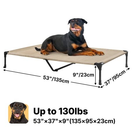 Veehoo Outdoor Cooling Elevated Dog Bed in Multiple Sizes and Colors Beige Sales image1