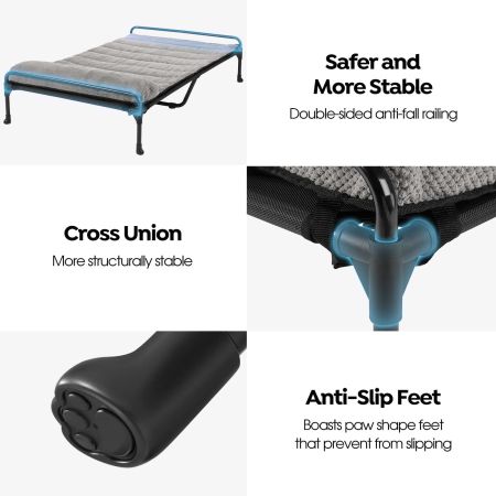 Veehoo Elevated Dog Bed with Bolster Gray Sales image3