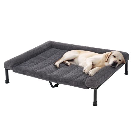 Veehoo Cooling Elevated Dog Bed with Fluffy Plush Cushion Gray Elevated Beds image1 Veehoo Cooling Elevated Dog Bed with Fluffy Plush Cushion Gray Elevated Beds image1