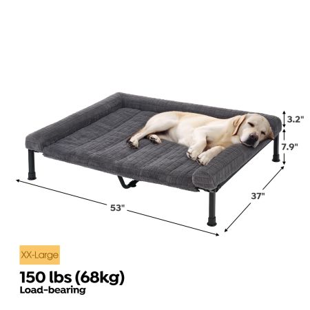 Veehoo Cooling Elevated Dog Bed with Fluffy Plush Cushion Gray Elevated Beds image2 Veehoo Cooling Elevated Dog Bed with Fluffy Plush Cushion Gray Elevated Beds image2