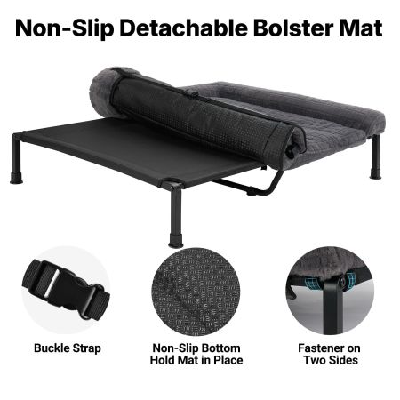 Veehoo Cooling Elevated Dog Bed with Fluffy Plush Cushion Gray Elevated Beds image3 Veehoo Cooling Elevated Dog Bed with Fluffy Plush Cushion Gray Elevated Beds image3