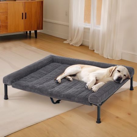 Veehoo Cooling Elevated Dog Bed with Fluffy Plush Cushion Gray Elevated Beds image9 Veehoo Cooling Elevated Dog Bed with Fluffy Plush Cushion Gray Elevated Beds image9