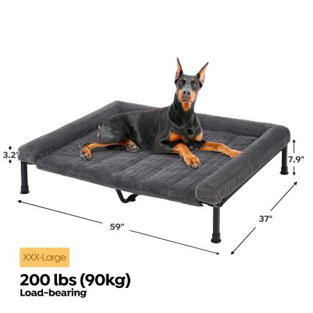 Veehoo Cooling Elevated Dog Bed with Fluffy Plush Cushion Gray Elevated Beds image2