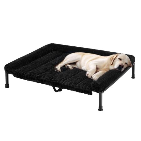 Veehoo Cooling Elevated Dog Bed with Fluffy Plush Cushion Black Elevated Beds image1 Veehoo Cooling Elevated Dog Bed with Fluffy Plush Cushion Black Elevated Beds image1